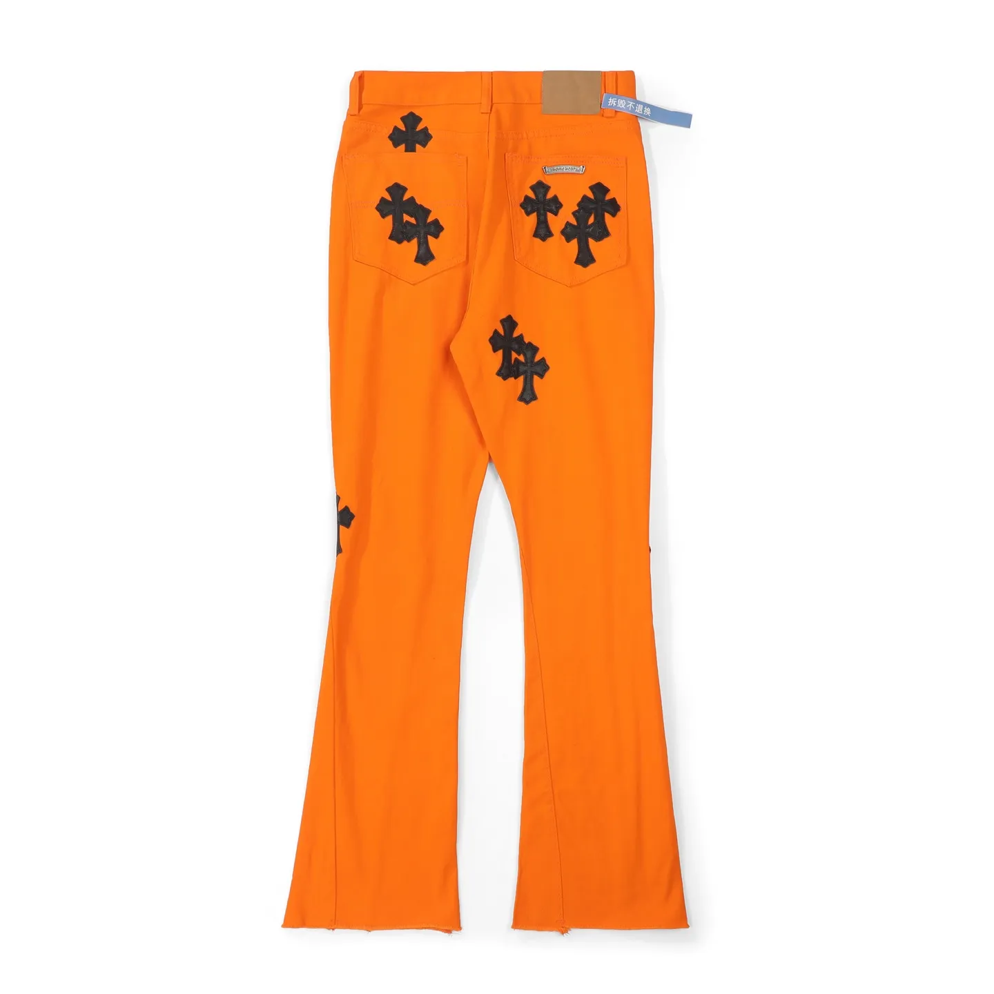 P240 Chrome hearts CH The same style as Yang and Su Extinct Virgil co-branded flare micro-flare jeans Three-dimensional version Loose and comfortable, not picky about the figure Makes you look taller and slimmer Made by a large factory Original quality control Same style for men and women Can be matched with couples Versatile recommendation A must-have jeans for all seasons Made of heavy-duty washed pure cotton denim fabric After washing, they are soft and thick and very stylish when worn Size: M-XXL Color: Orange .............